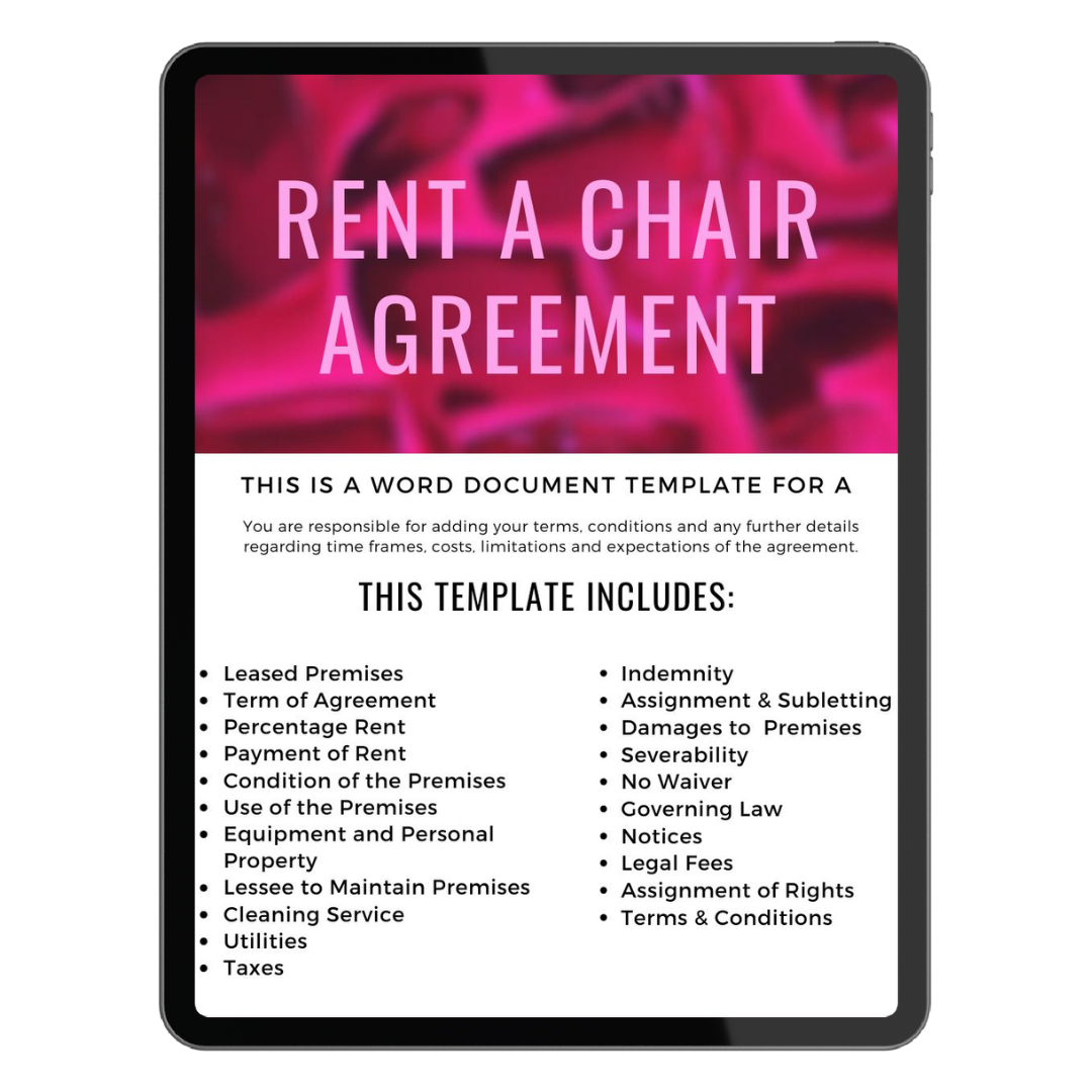 Salon Rent A Chair Agreement (booth rental agreement)
