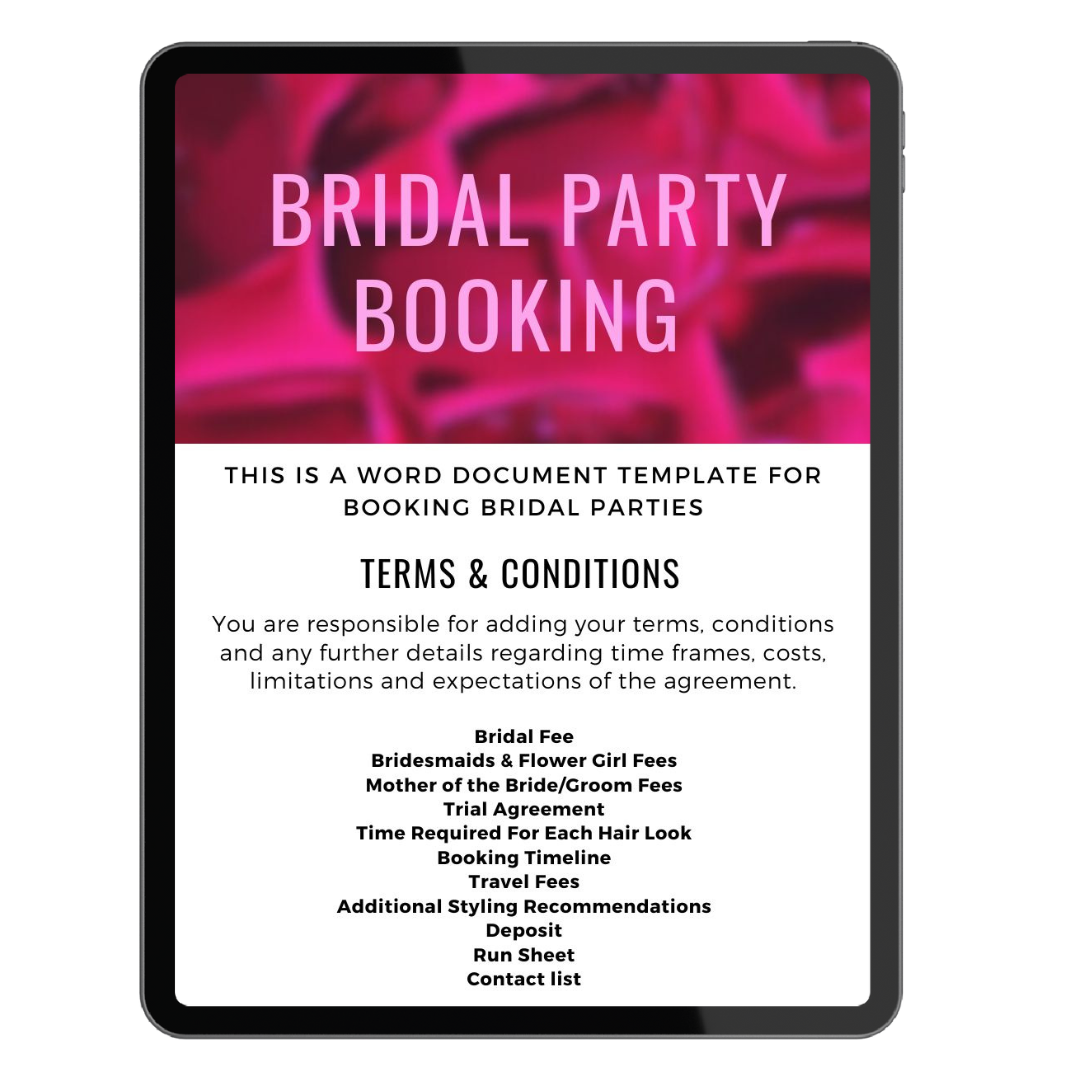 Bridal Booking Agreement - NOW AVAILABLE