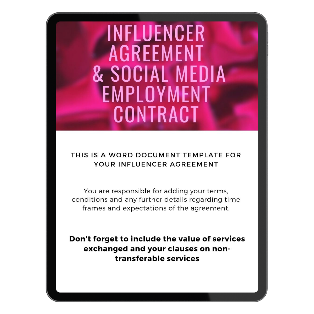 Bundle | Influencer Agreement X Social Media Employment Template