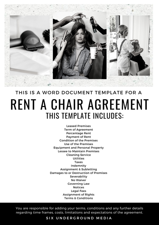 Salon Rent A Chair Agreement (booth rental agreement)