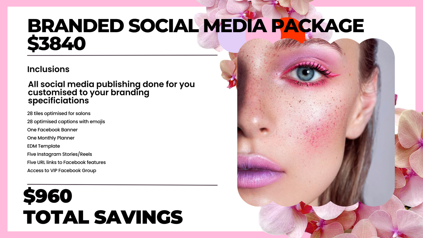 $100 per week | Social Media package that is customised to your brand. Fonts, colours & logos